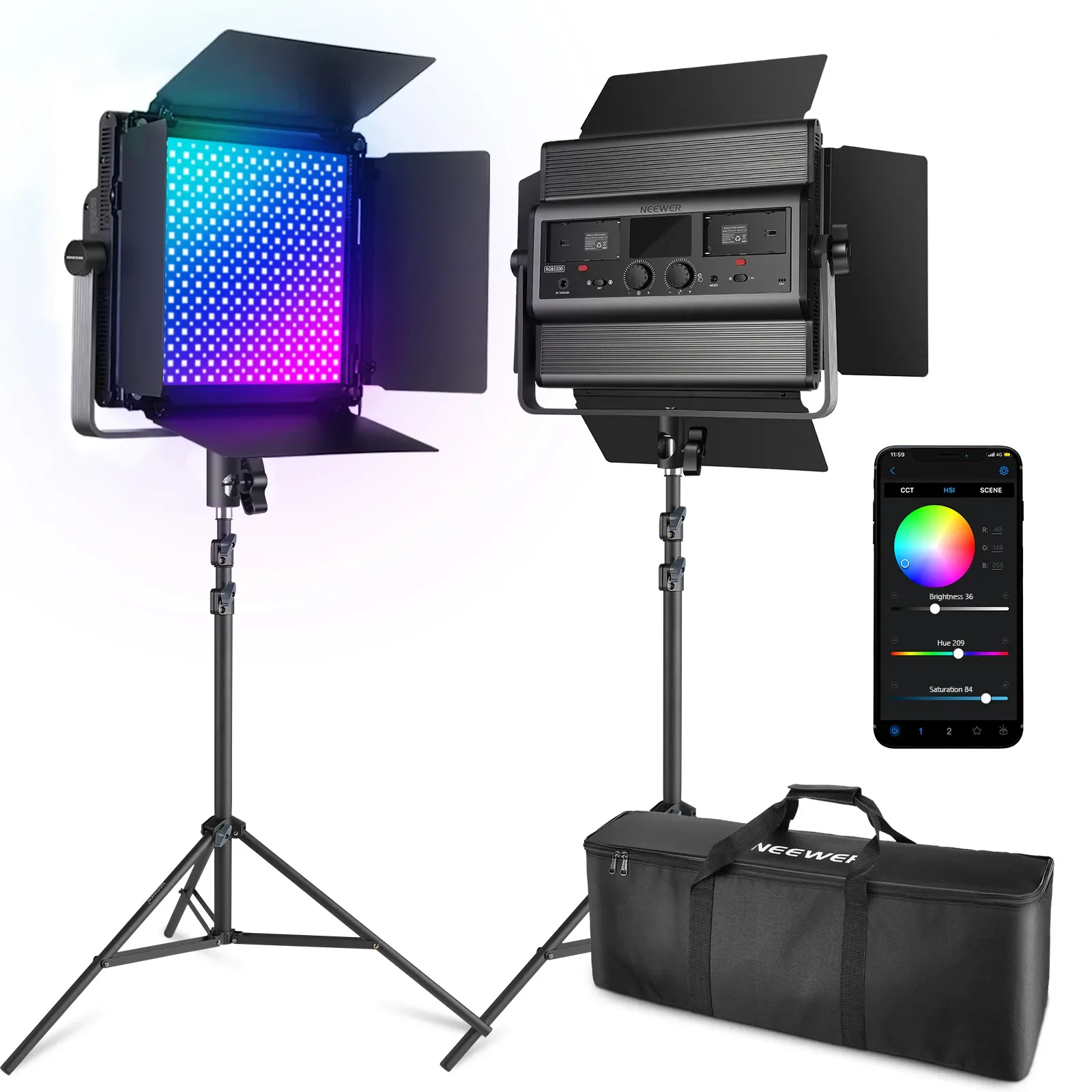 NEEWER 2 Pack RGB1200 LED Vide – обзор и цена Photography Lighting Kit Neewer