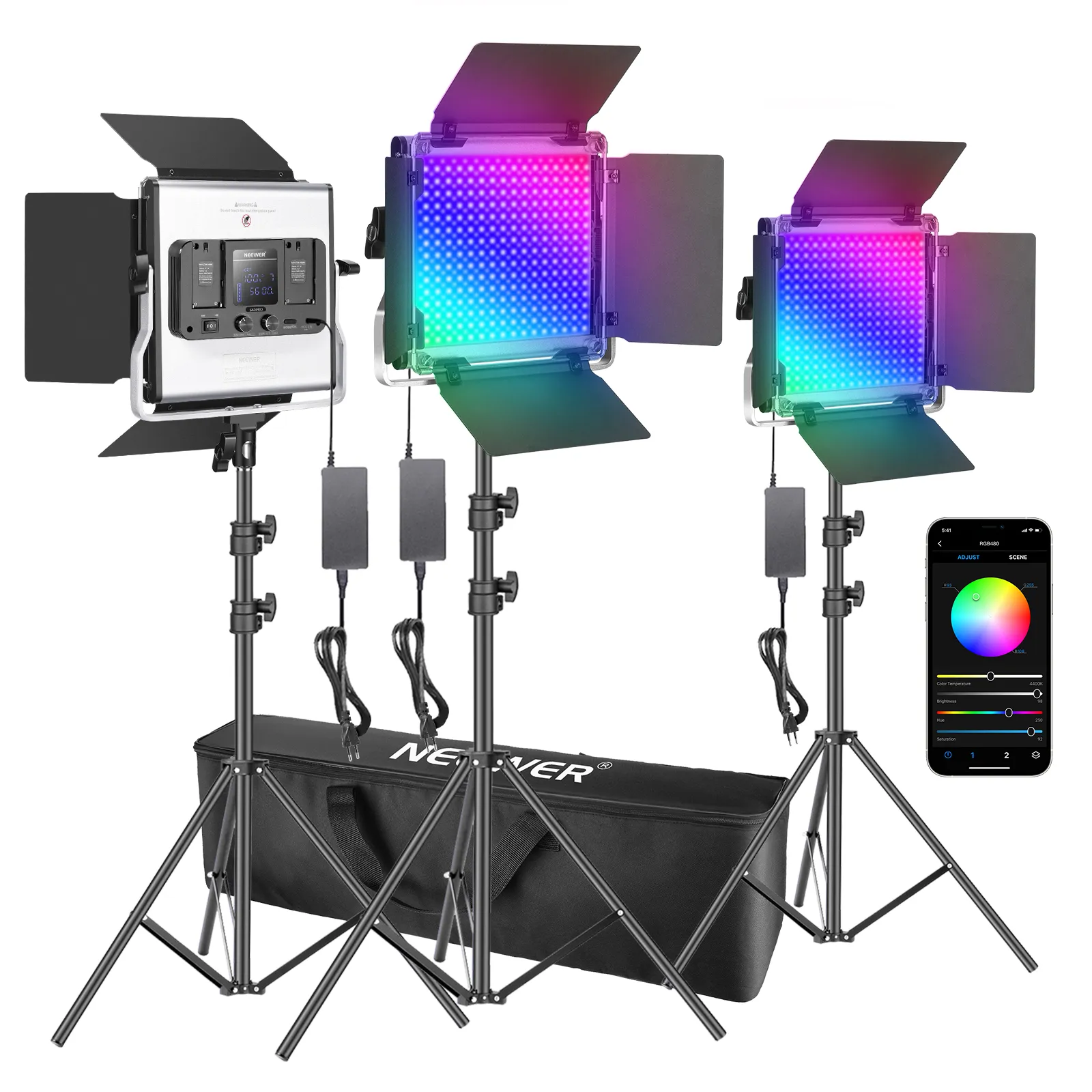 Neewer 3 Packs 480 RGB Led Lig – обзор и цена Photography Lighting Kit Neewer